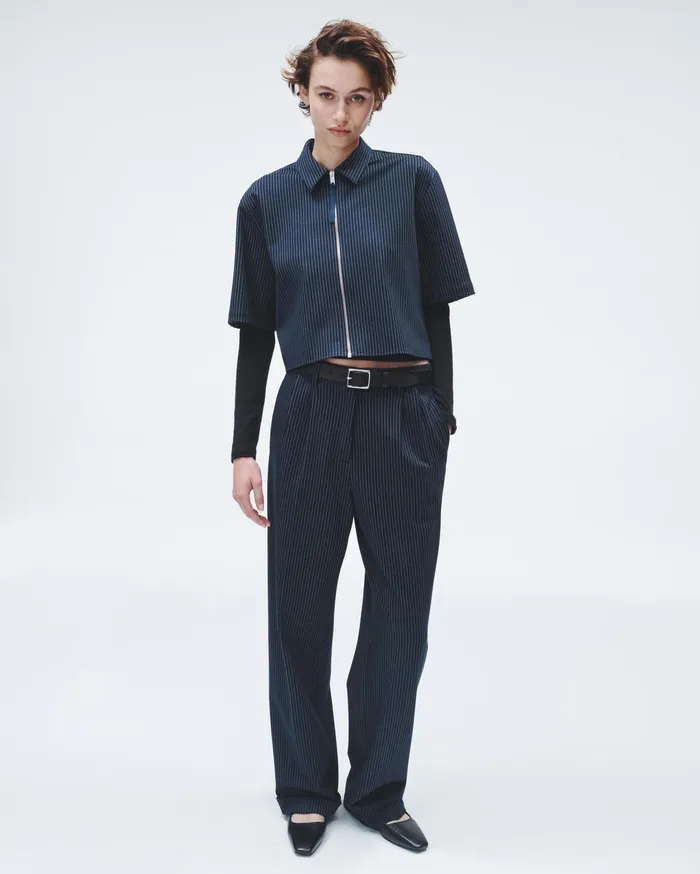 Women Rag and Bone Tops Junie Ponte Top Navy Stripe