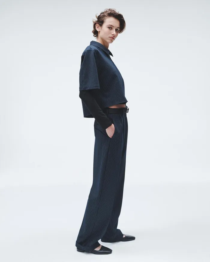 Women Rag and Bone Tops Junie Ponte Top Navy Stripe