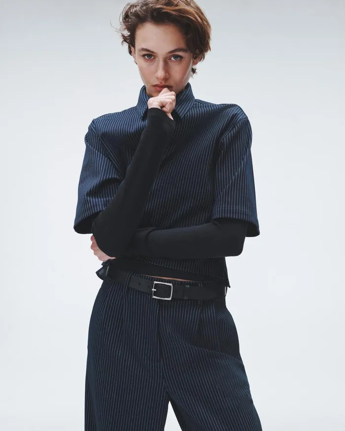 Women Rag and Bone Tops Junie Ponte Top Navy Stripe