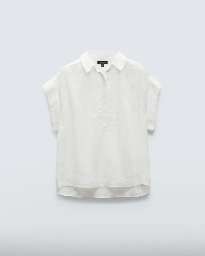 Women Rag and Bone Tops Robin Ramie Embroidered Top White Women Rag and Bone Tops Robin Ramie Embroidered Top White
