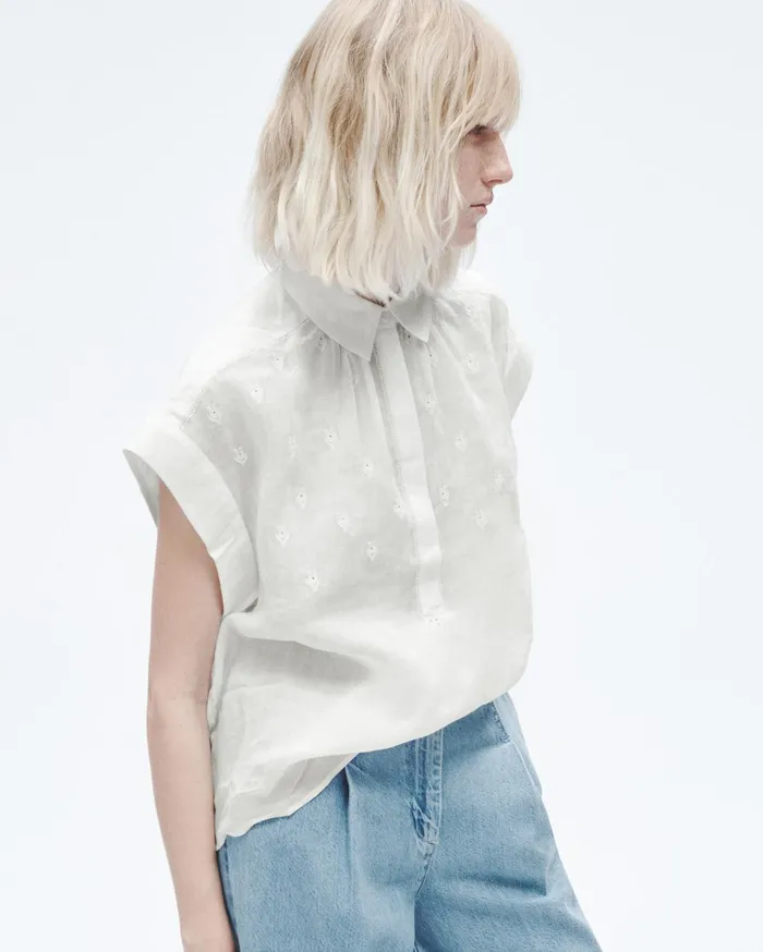 Women Rag and Bone Tops Robin Ramie Embroidered Top White Women Rag and Bone Tops Robin Ramie Embroidered Top White