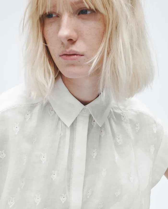 Women Rag and Bone Tops Robin Ramie Embroidered Top White Women Rag and Bone Tops Robin Ramie Embroidered Top White