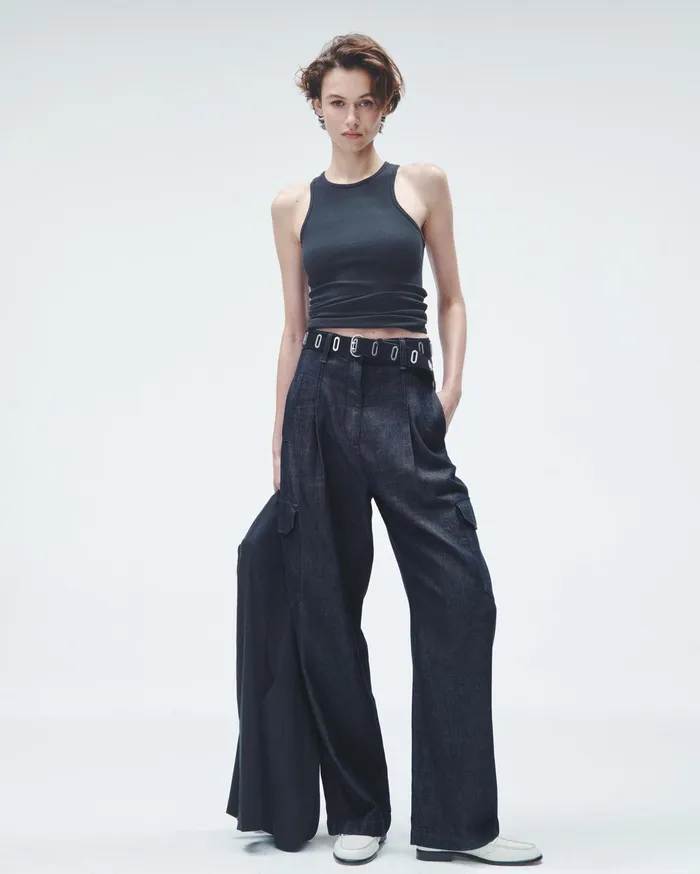 Women Rag and Bone WideLeg Featherweight Cassidy Cargo Rinse
