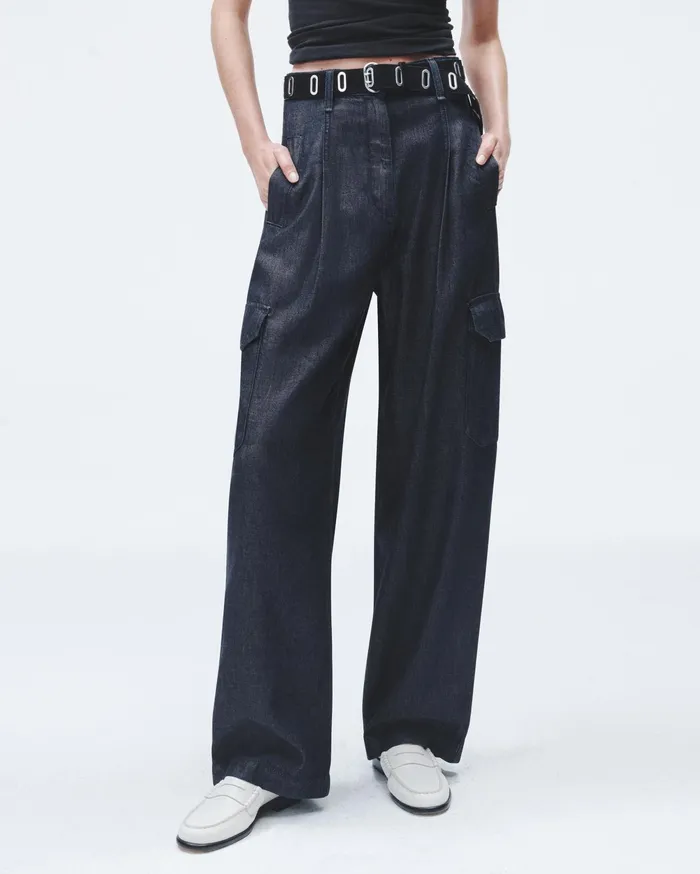 Women Rag and Bone WideLeg Featherweight Cassidy Cargo Rinse