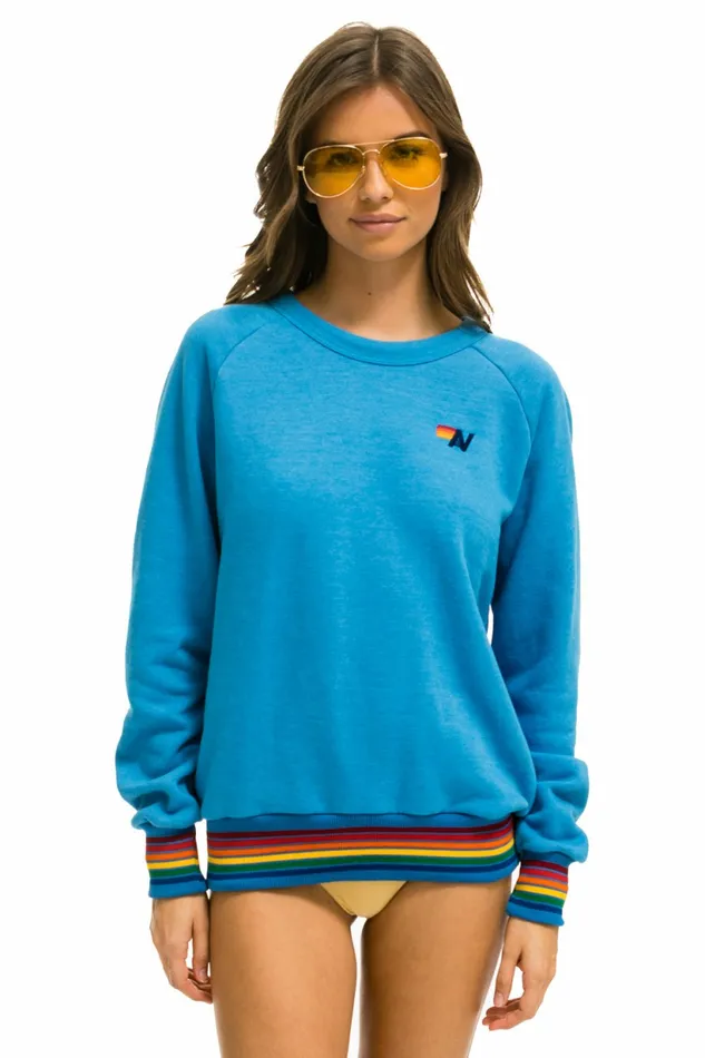 Women RAINBOW RIB CREW SWEATSHIRT 8211 OCEAN Aviator Nation UnisexCrewSweatshirt