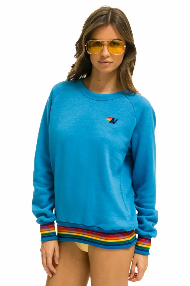Women RAINBOW RIB CREW SWEATSHIRT 8211 OCEAN Aviator Nation UnisexCrewSweatshirt Women RAINBOW RIB CREW SWEATSHIRT 8211 OCEAN Aviator Nation UnisexCrewSweatshirt
