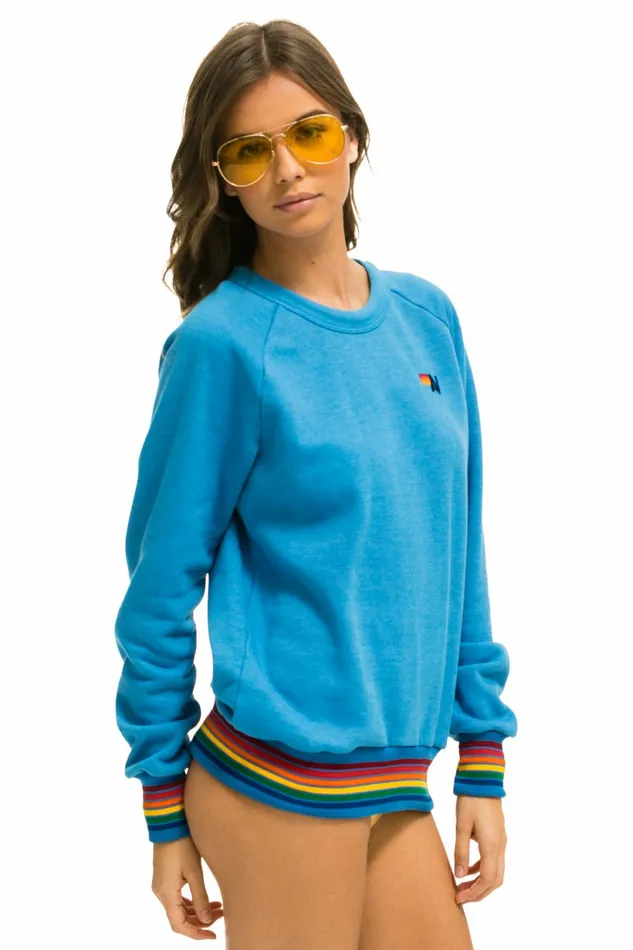 Women RAINBOW RIB CREW SWEATSHIRT 8211 OCEAN Aviator Nation UnisexCrewSweatshirt Women RAINBOW RIB CREW SWEATSHIRT 8211 OCEAN Aviator Nation UnisexCrewSweatshirt