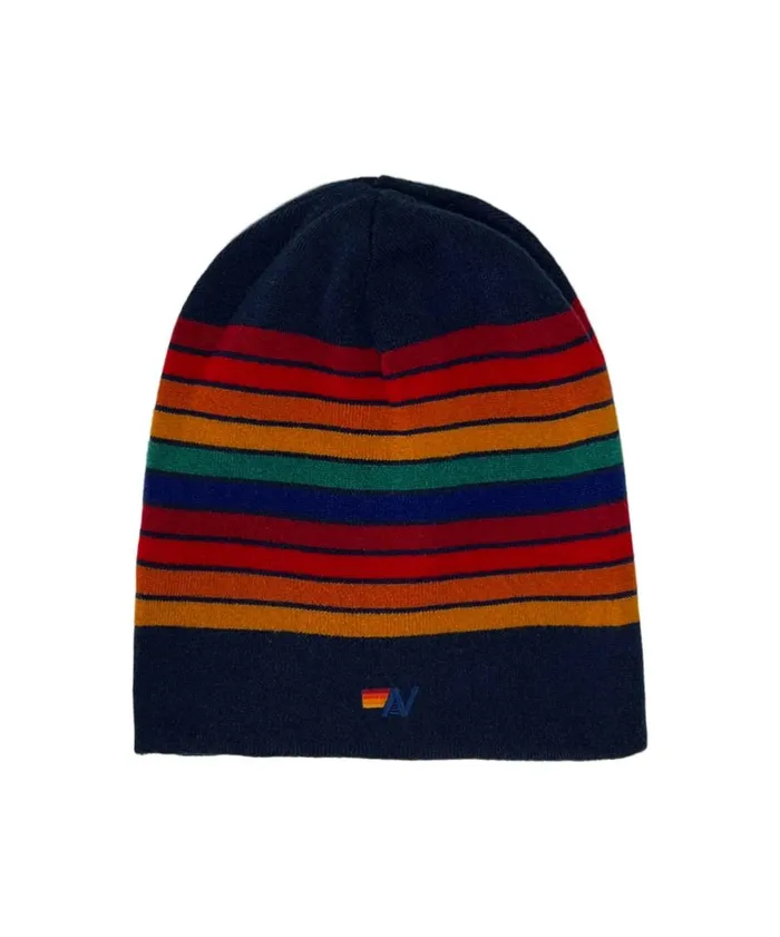 Women RAINBOW STRIPE 10 CASHMERE LIGHT BEANIE 8211 MIDNIGHT Aviator Nation Beanies