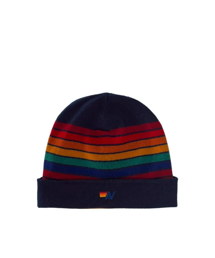 Women RAINBOW STRIPE 10 CASHMERE LIGHT BEANIE 8211 MIDNIGHT Aviator Nation Beanies Women RAINBOW STRIPE 10 CASHMERE LIGHT BEANIE 8211 MIDNIGHT Aviator Nation Beanies