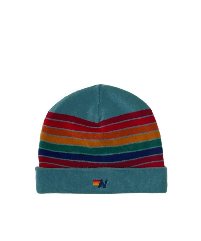 Women RAINBOW STRIPE 10 CASHMERE LIGHT BEANIE 8211 OCEAN Aviator Nation Beanies Women RAINBOW STRIPE 10 CASHMERE LIGHT BEANIE 8211 OCEAN Aviator Nation Beanies