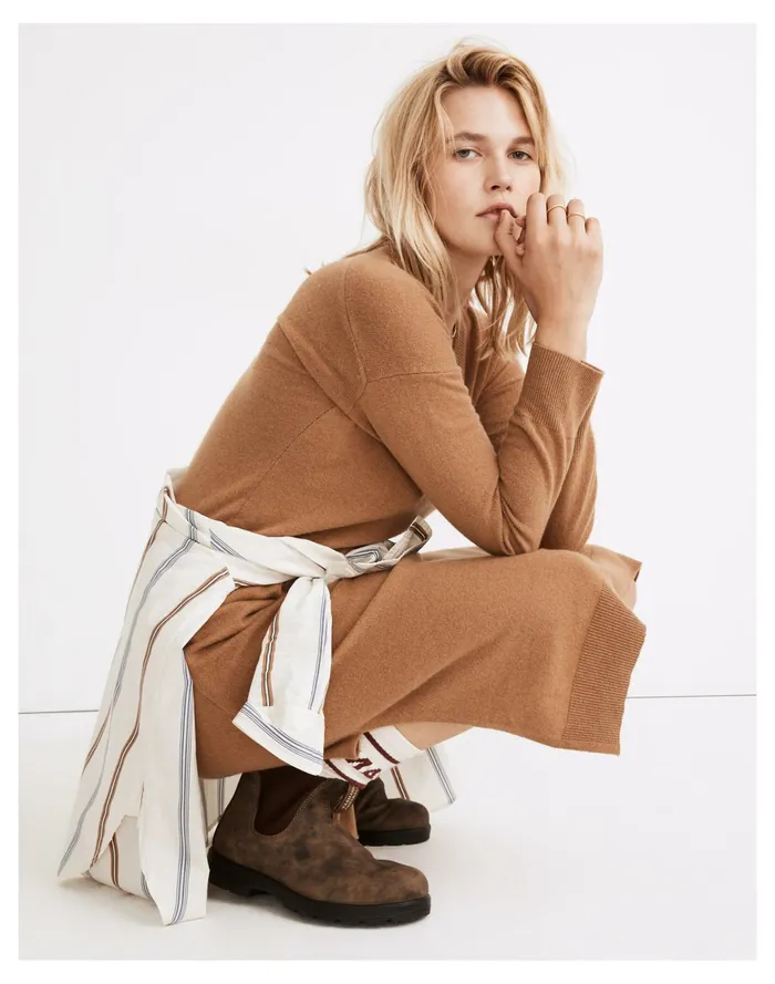 Women Resourced Cashmere V Neck Midi Dress Honey Chestnut Madewell Dresses Women Resourced Cashmere V Neck Midi Dress Honey Chestnut Madewell Dresses