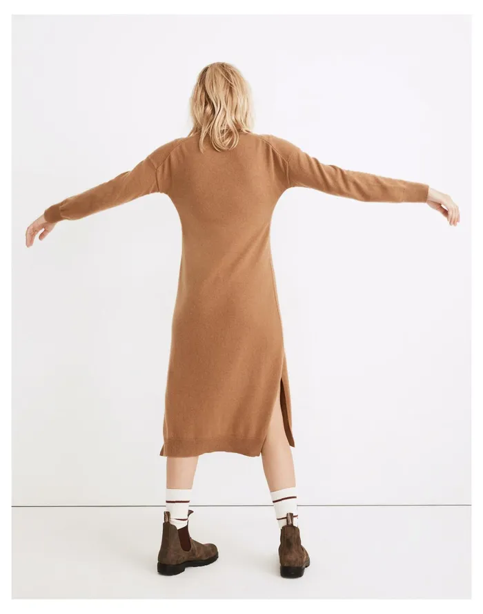 Women Resourced Cashmere V Neck Midi Dress Honey Chestnut Madewell Dresses Women Resourced Cashmere V Neck Midi Dress Honey Chestnut Madewell Dresses