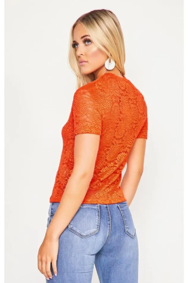 Women Red Embroidered ShortSleeved TShirt Red Brentiny Paris TShirts