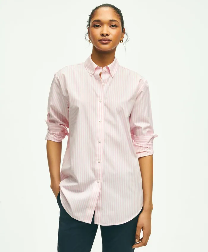 Women Relaxed Fit Stretch Supima Cotton NonIron Striped Dress Shirt Pinkwhite Brooks Brothers Blouses and Shirts Women Relaxed Fit Stretch Supima Cotton NonIron Striped Dress Shirt Pinkwhite Brooks Brothers Blouses and Shirts