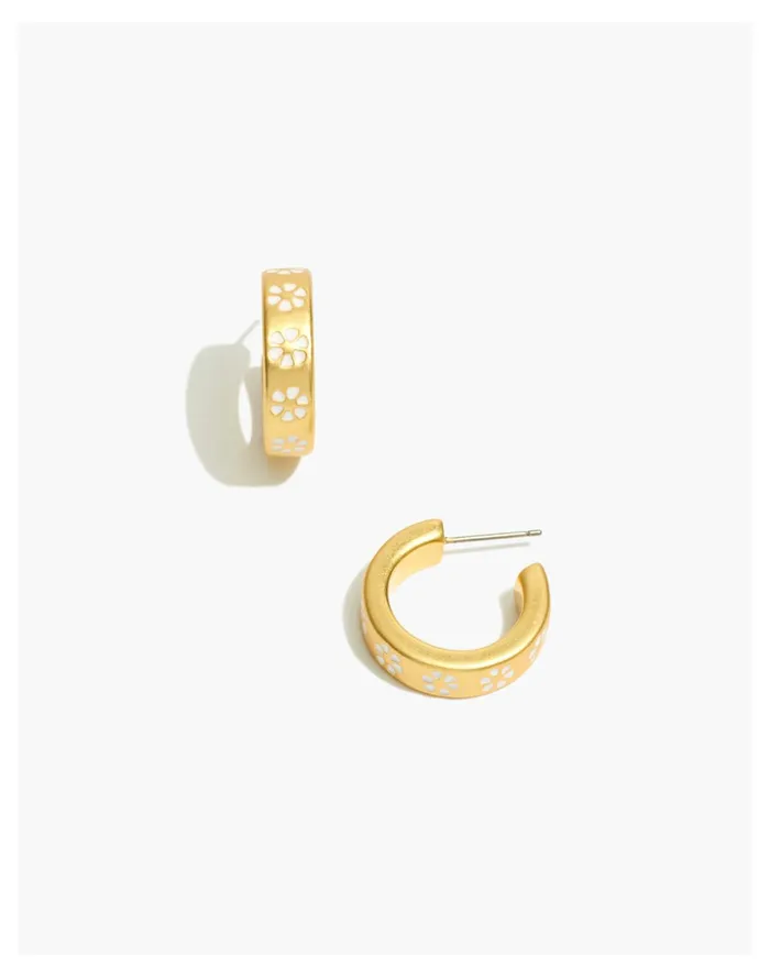 Women Retro Daisy Enamel Small Hoop Earrings Lighthouse Madewell Earrings