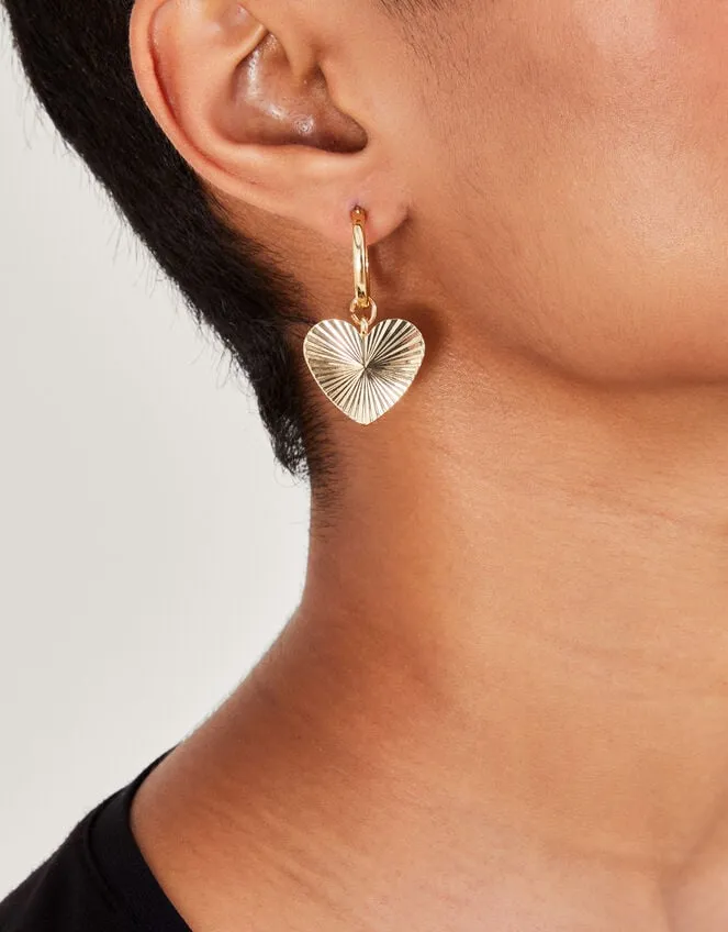 Women Ribbed Heart Earrings Monsoon Jewellery and Hair