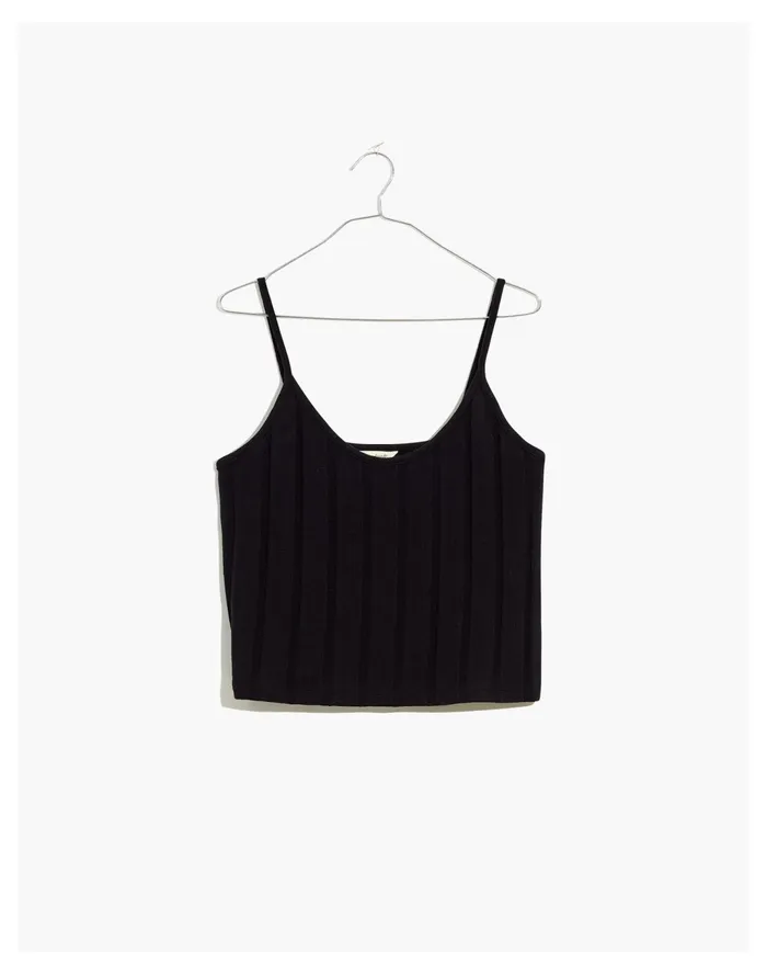 Women Ribbed Sweater Knit Anytime Cami Top True Black Madewell Tees Women Ribbed Sweater Knit Anytime Cami Top True Black Madewell Tees