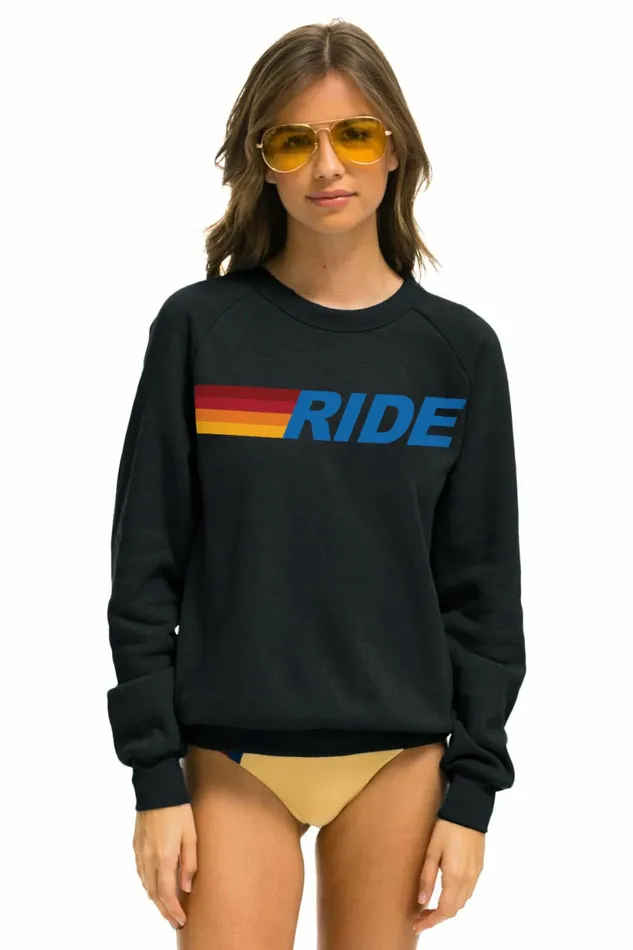 Women RIDE LOGO CREW SWEATSHIRT 8211 CHARCOAL Aviator Nation UnisexCrewSweatshirt