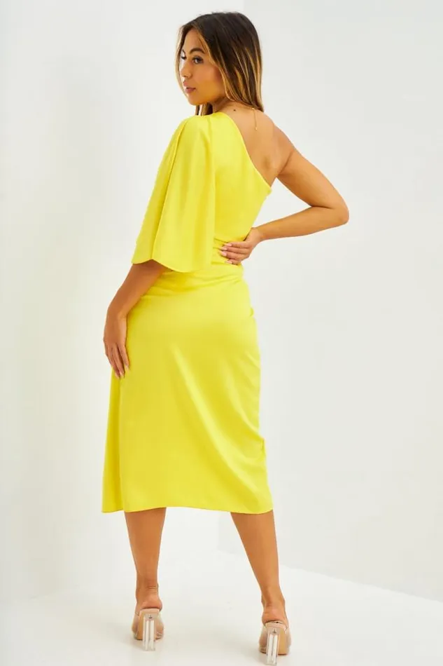 Women Robe Drape Asymtrique Orange Yellow Brentiny Paris Ceremonial Outfits
