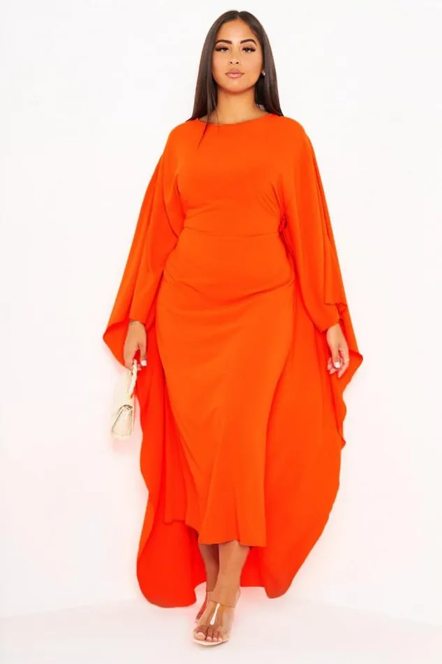 Women Robe Orange Ceinture Empicement Cape Orange Brentiny Paris Short Dresses
