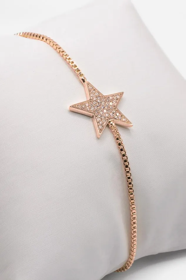Women Rose Gold Adjustable Star Friendship Bracelet Roman Jewellery