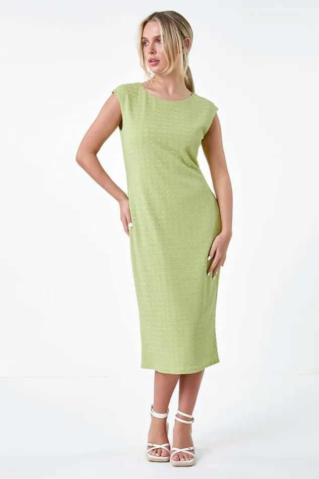 Women Sage Petite Textured Crochet Midi Dress Roman Dresses