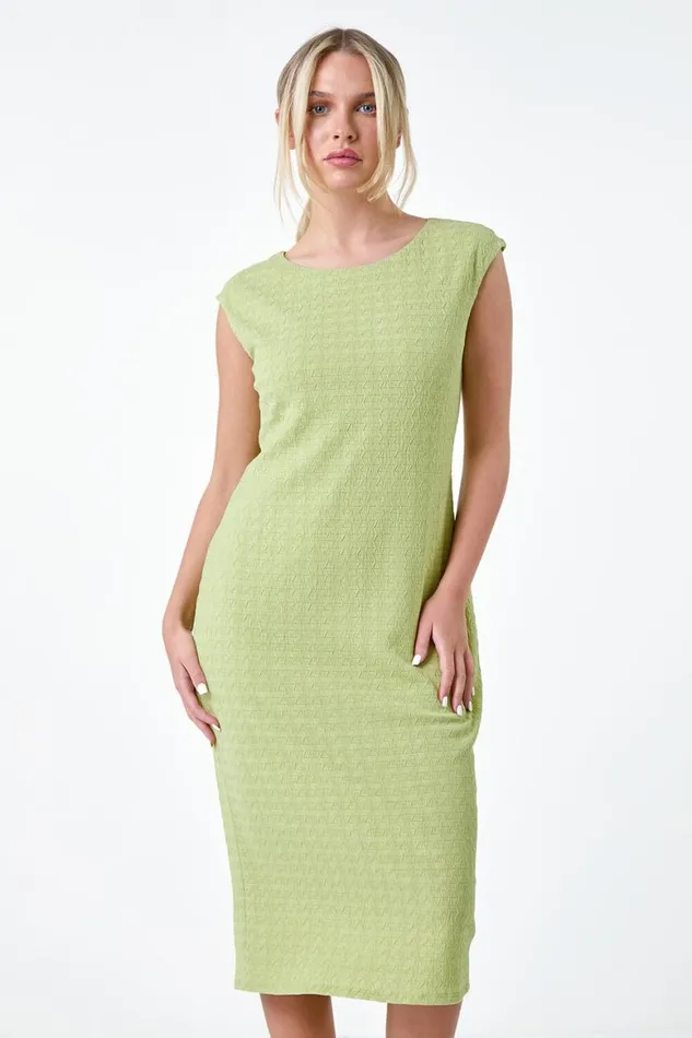 Women Sage Petite Textured Crochet Midi Dress Roman Dresses
