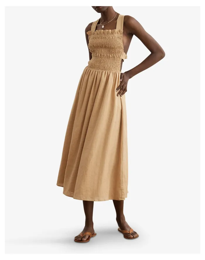 Women Sancia Linen Mirela Smocked Midi Dress Amber Madewell Dresses Women Sancia Linen Mirela Smocked Midi Dress Amber Madewell Dresses