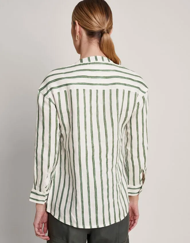 Women Santana Stripe Linen Shirt Green Monsoon Tops and Blouses