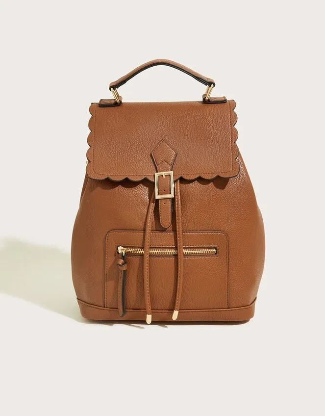 Women Scallop Backpack Tan Monsoon Bags and Purses