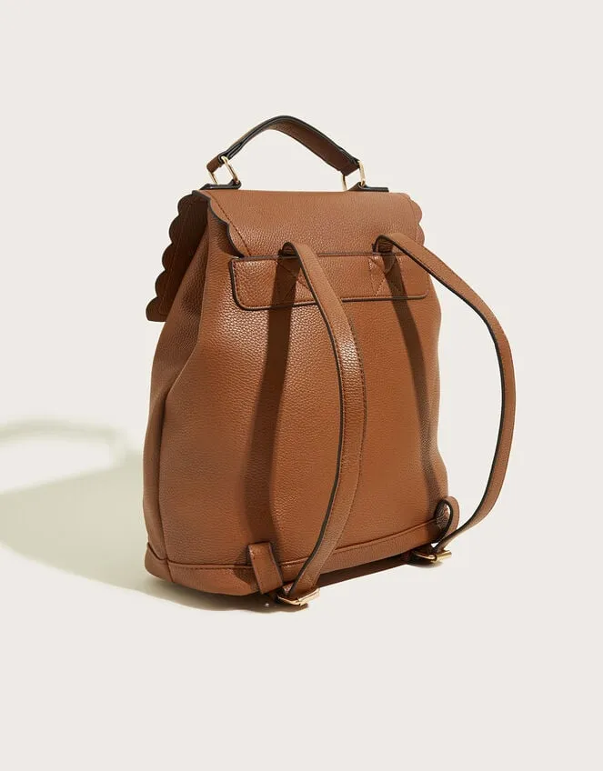 Women Scallop Backpack Tan Monsoon Bags and Purses