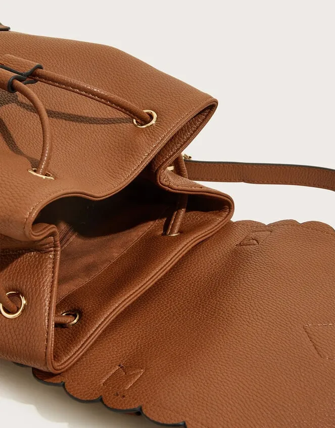 Women Scallop Backpack Tan Monsoon Bags and Purses
