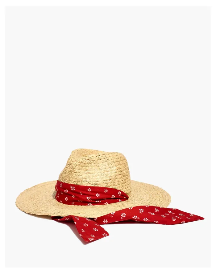 Women Scarf Strap Straw Hat Bandana Red Madewell Hats