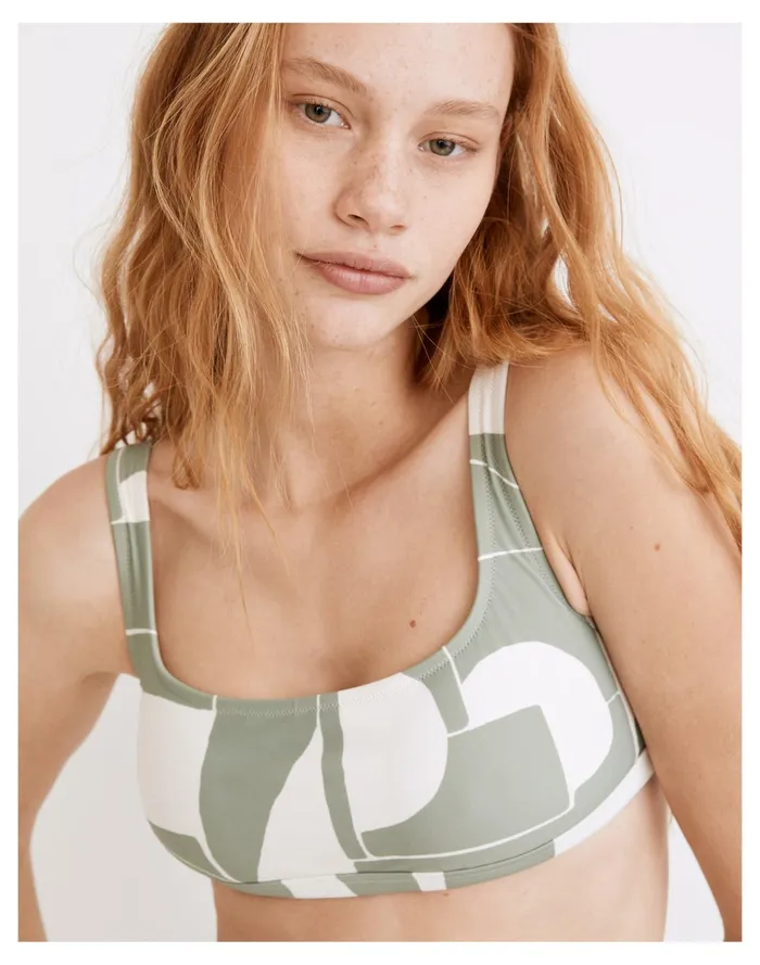 Women Second Wave Balconette Bikini Top In Mod Shapes Frosted Willow Madewell Swim