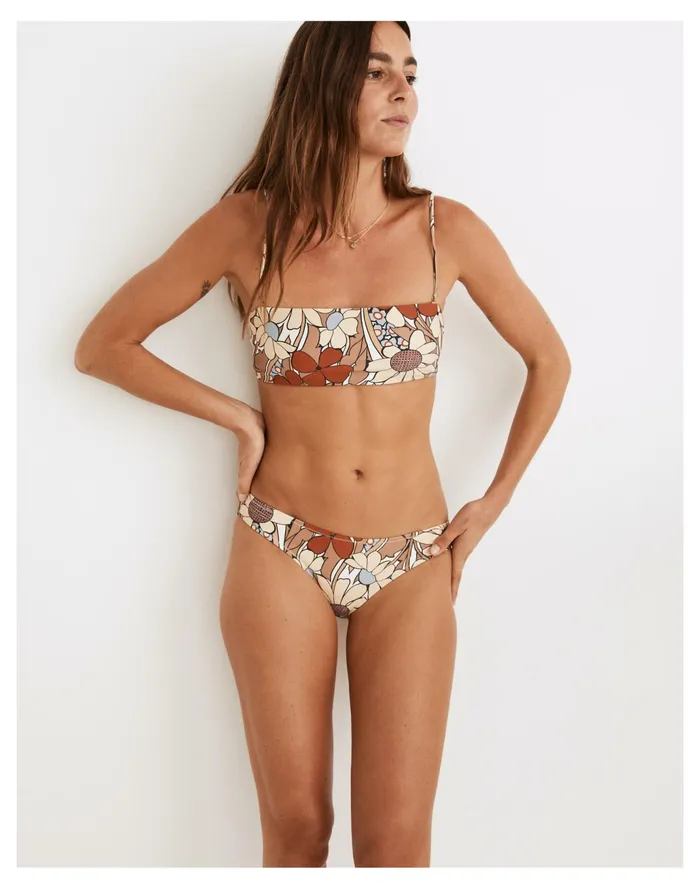 Women Second Wave Classic Bikini Bottom In Daydream Floral Faded Earth Madewell Swim