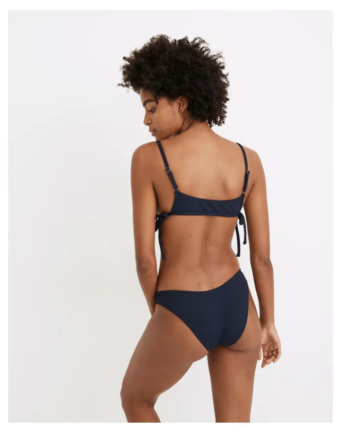 Women Second Wave Ribbed Curved Waist Bikini Bottom Dark Nightfall Madewell Swim Women Second Wave Ribbed Curved Waist Bikini Bottom Dark Nightfall Madewell Swim