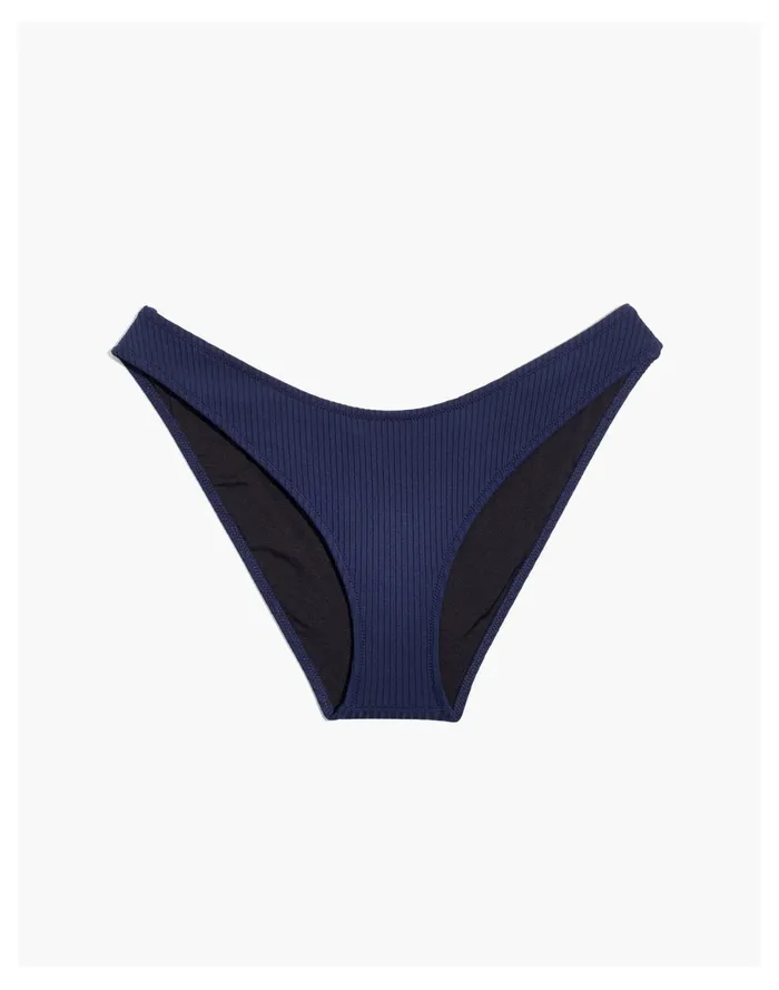 Women Second Wave Ribbed Curved Waist Bikini Bottom Dark Nightfall Madewell Swim Women Second Wave Ribbed Curved Waist Bikini Bottom Dark Nightfall Madewell Swim