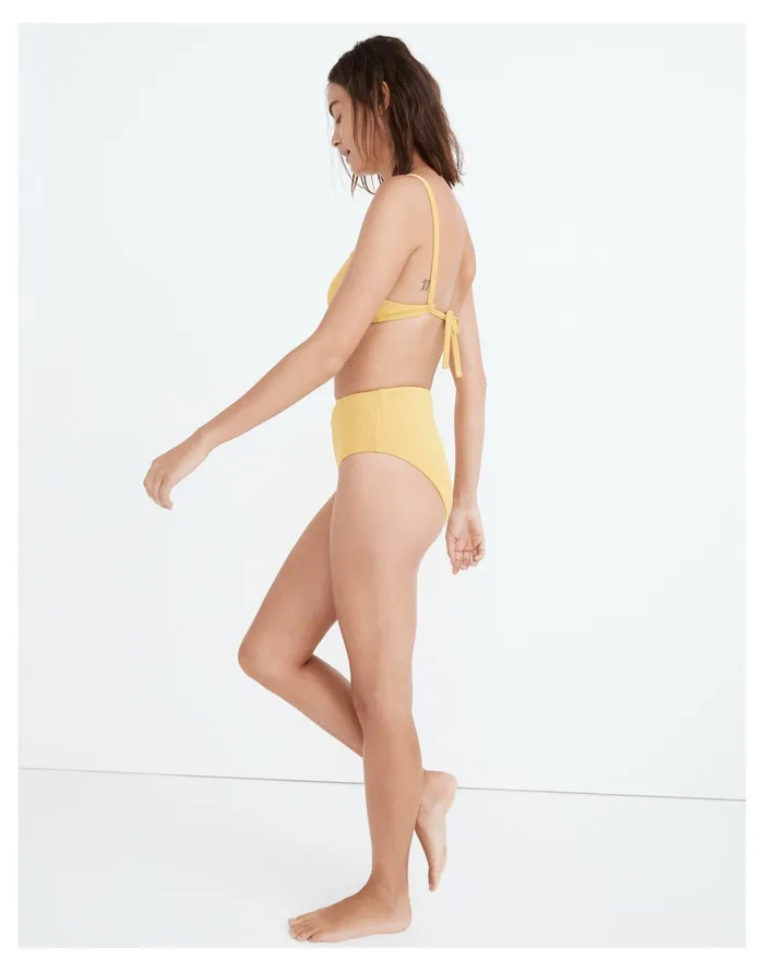 Women Second Wave Ribbed High Cut Bikini Bottom Gilded Chartreuse Madewell Swim Women Second Wave Ribbed High Cut Bikini Bottom Gilded Chartreuse Madewell Swim