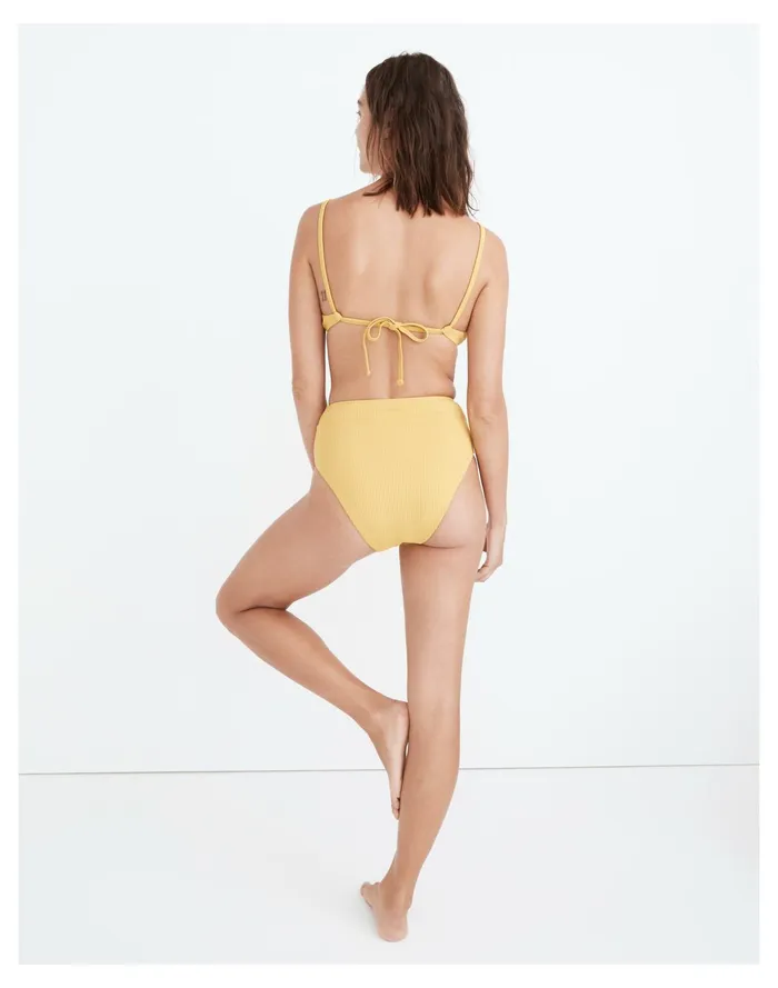 Women Second Wave Ribbed High Cut Bikini Bottom Gilded Chartreuse Madewell Swim Women Second Wave Ribbed High Cut Bikini Bottom Gilded Chartreuse Madewell Swim