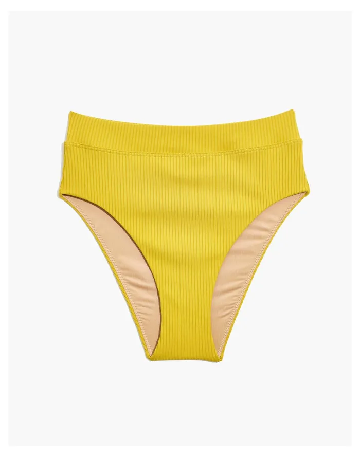 Women Second Wave Ribbed High Cut Bikini Bottom Gilded Chartreuse Madewell Swim Women Second Wave Ribbed High Cut Bikini Bottom Gilded Chartreuse Madewell Swim