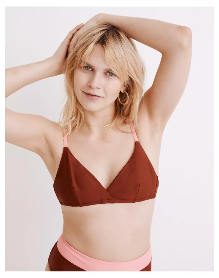Women Second Wave Tie Back Bikini Top In Colorblock Primrose Madewell Swim