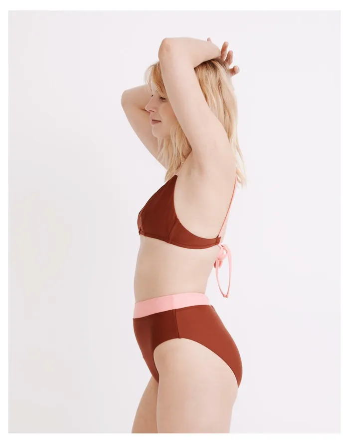 Women Second Wave Tie Back Bikini Top In Colorblock Primrose Madewell Swim Women Second Wave Tie Back Bikini Top In Colorblock Primrose Madewell Swim