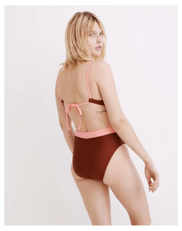 Women Second Wave Tie Back Bikini Top In Colorblock Primrose Madewell Swim Women Second Wave Tie Back Bikini Top In Colorblock Primrose Madewell Swim