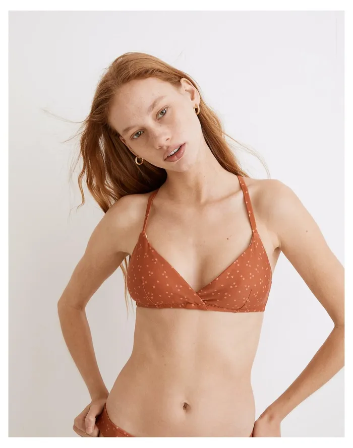 Women Second Wave Tie Back Bikini Top In Night Stars Afterglow Red Madewell Swim