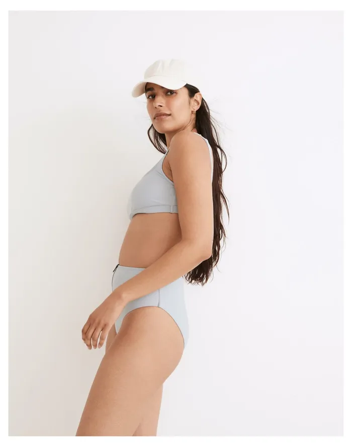 Women Second Wave Zip High Cut Bikini Bottom Dusty Pool Madewell Swim Women Second Wave Zip High Cut Bikini Bottom Dusty Pool Madewell Swim