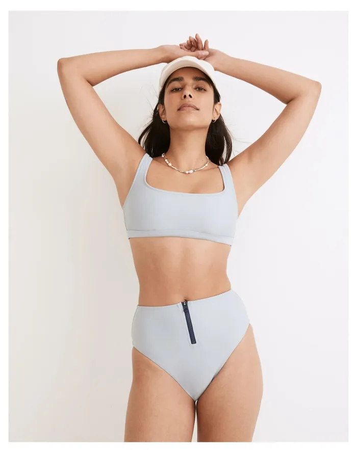 Women Second Wave Zip High Cut Bikini Bottom Dusty Pool Madewell Swim Women Second Wave Zip High Cut Bikini Bottom Dusty Pool Madewell Swim
