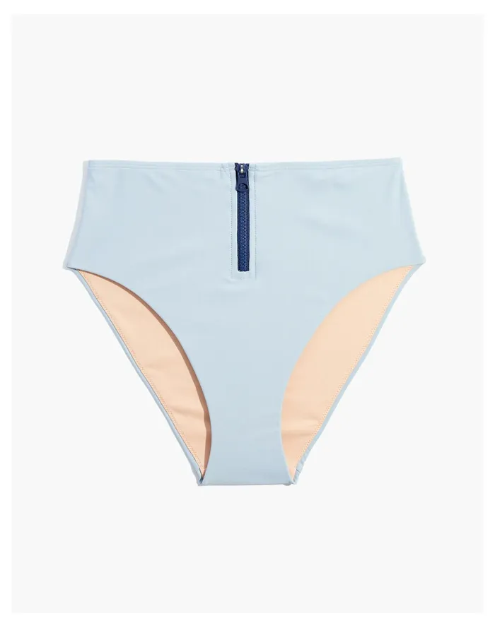 Women Second Wave Zip High Cut Bikini Bottom Dusty Pool Madewell Swim Women Second Wave Zip High Cut Bikini Bottom Dusty Pool Madewell Swim