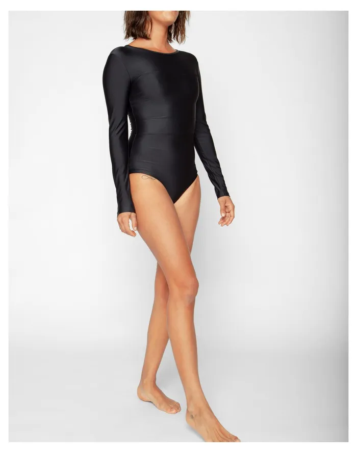 Women Seea Hermosa Long Sleeve One Piece Surf Swimsuit Black Madewell Swim