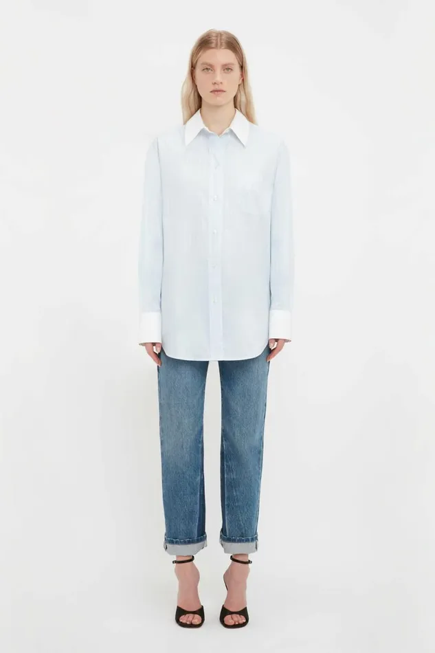 Women Shirts and Tops Victoria Beckham Oversized Mens Shirt In Blue