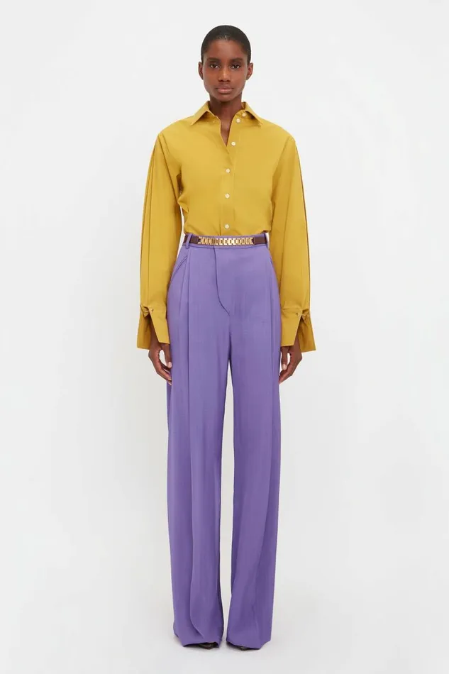 Women Shirts and Tops Victoria Beckham Pleat Detail Shirt In Yellow Ochre